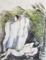 Le Manteau De Noe handgemalte Radierung Zeitgenosse Marc Chagall